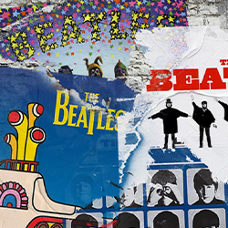 Collage of Beatles albums