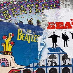 Collage of beatles albums